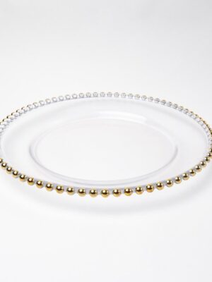 Gold Bead Glass Charger Plate