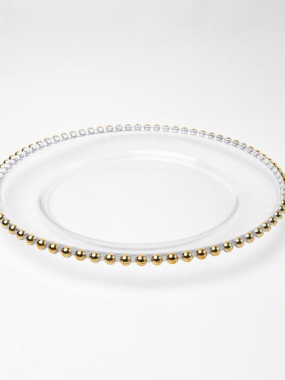 Gold Bead Glass Charger Plate