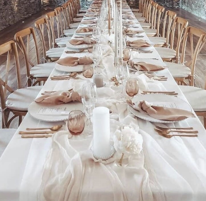White Cotton Muslin Table Runner